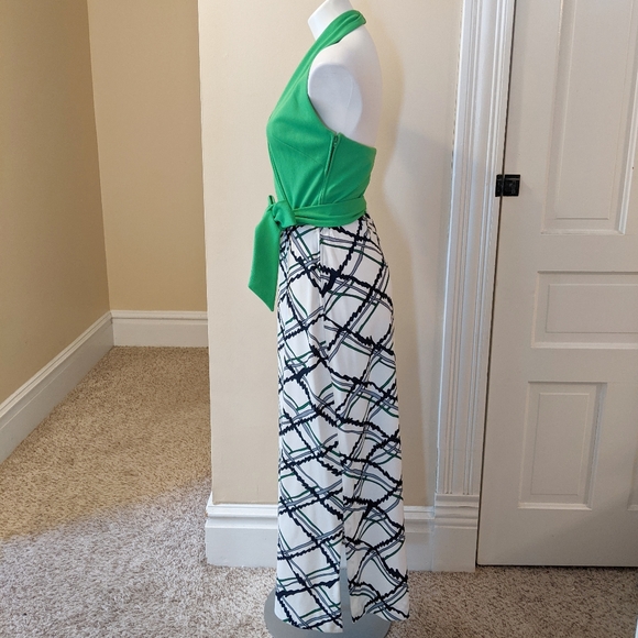 Vintage Flutterbye green and white halter dress - Picture 2 of 8